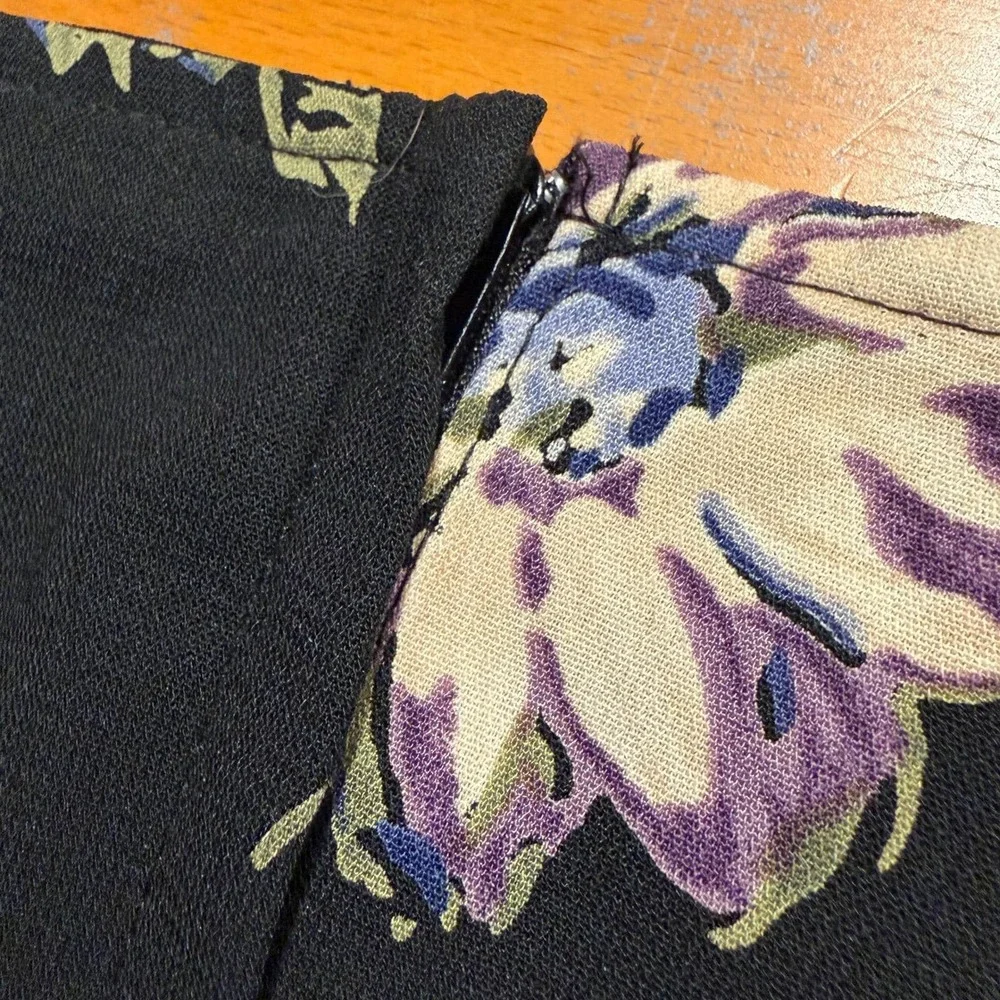 Dark Romance Fairy Goth Vintage 90s Black Floral Straight Maxi Skirt‎ XL Flowy